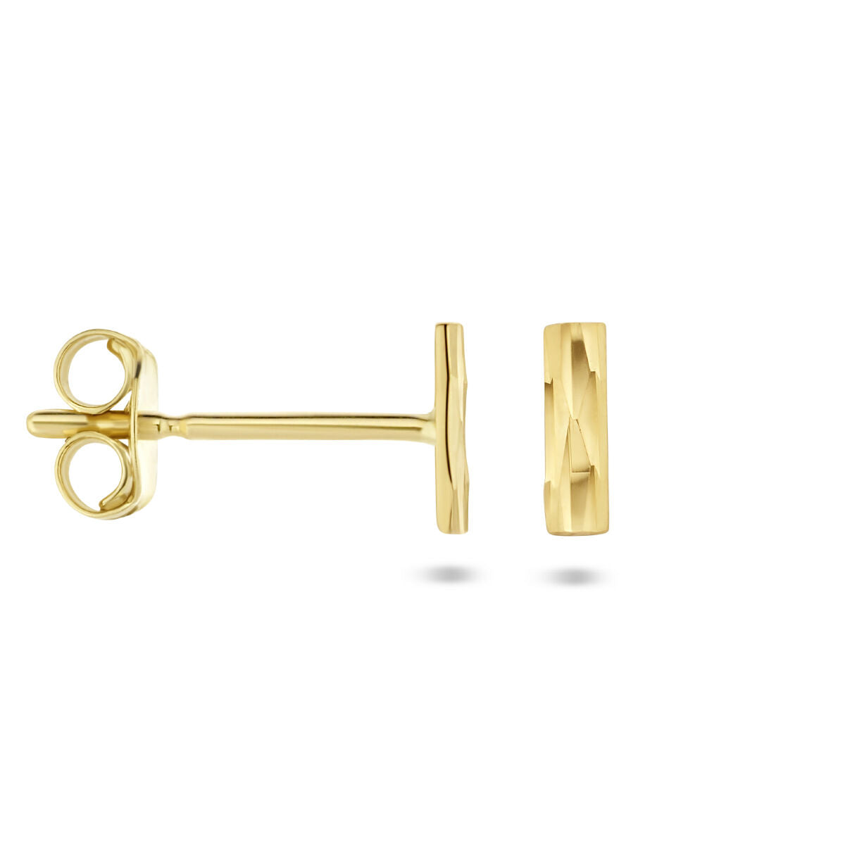 oorknoppen balkje gediamanteerd 14K geelgoud