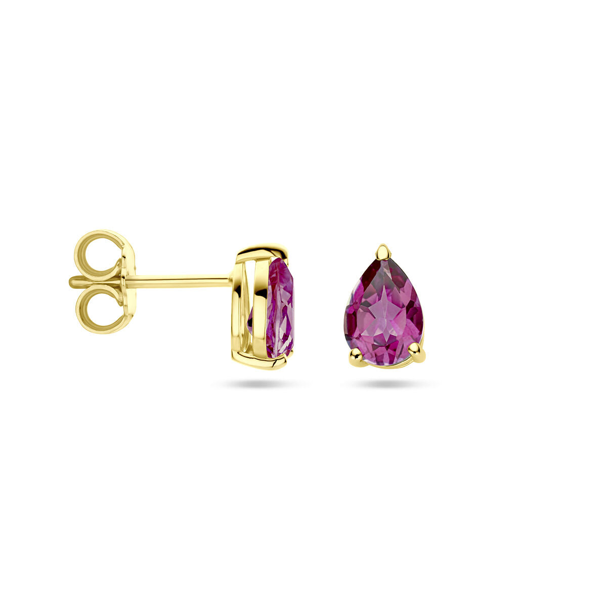 ear studs pink topaz 14K yellow gold