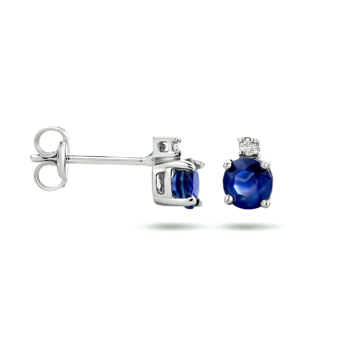 ear studs sapphire and diamond (2x 0.015ct) h si 14K white gold