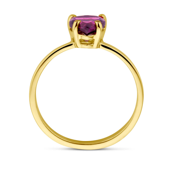 Ring Herz Rhodolit 14K Gelbgold