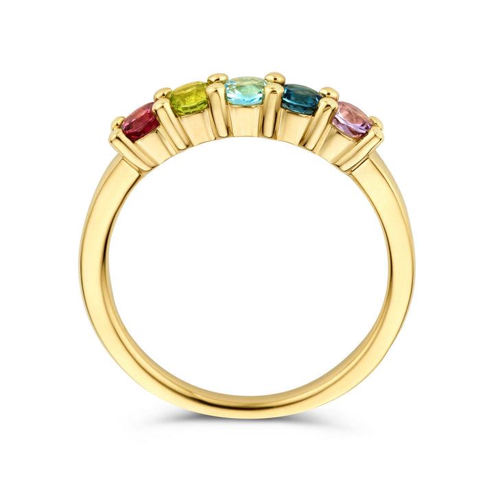 ring natural colored stones 14K yellow gold