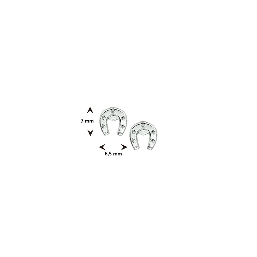 ear studs horseshoe silver white