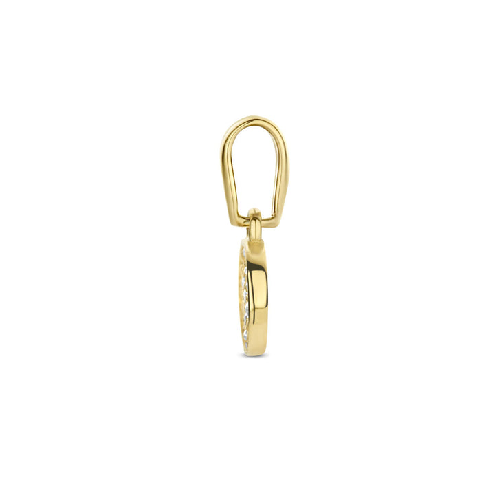 pendant round zirconia 14K yellow gold