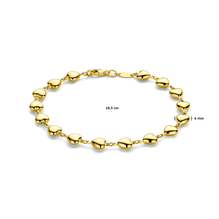 Gold bracelet ladies hearts 14K