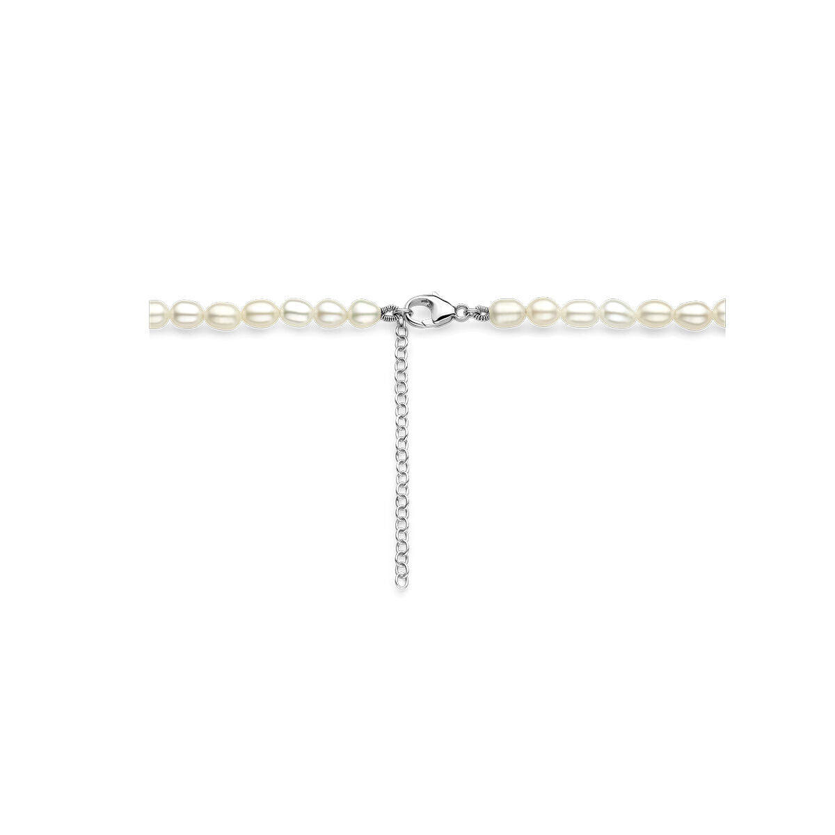 Silver necklace for women with rhodium-plated pearls