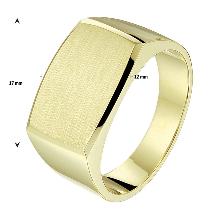 engraving ring solid matt diamond-plated 14K yellow gold