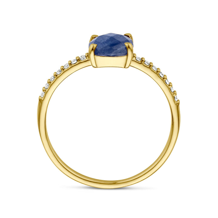 ring sapphire and zirconia 14K yellow gold