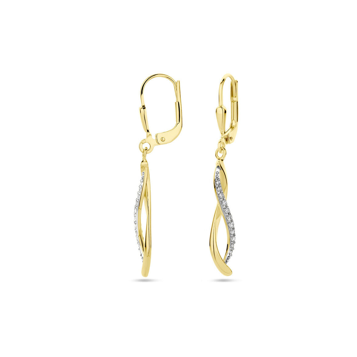 earrings zirconia 14K yellow gold