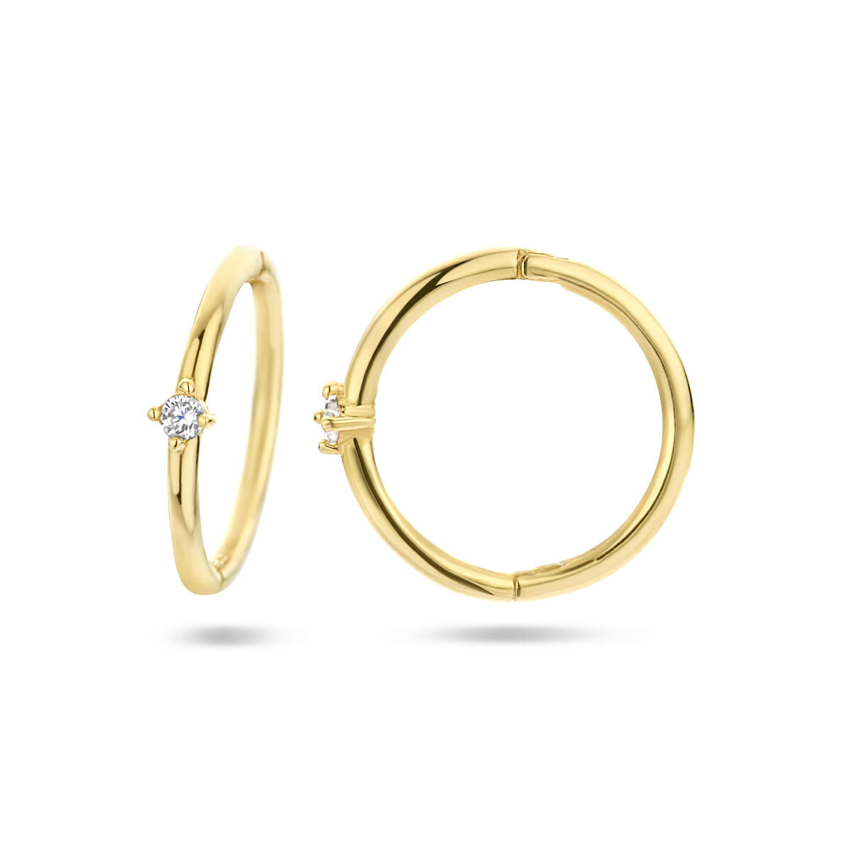 klapoorringen zirkonia 14K geelgoud