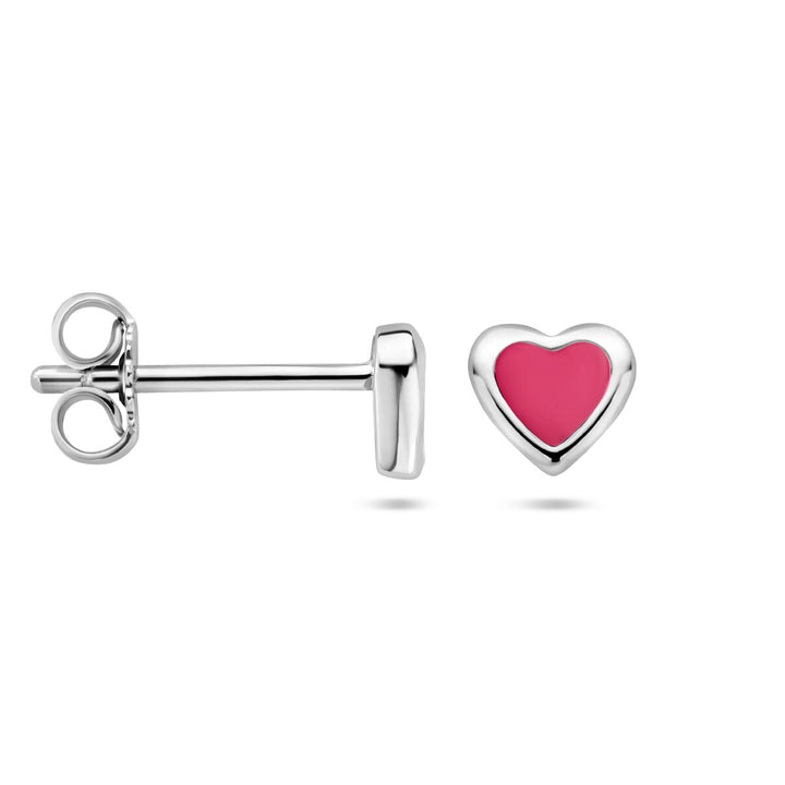 ear studs heart silver rhodium plated