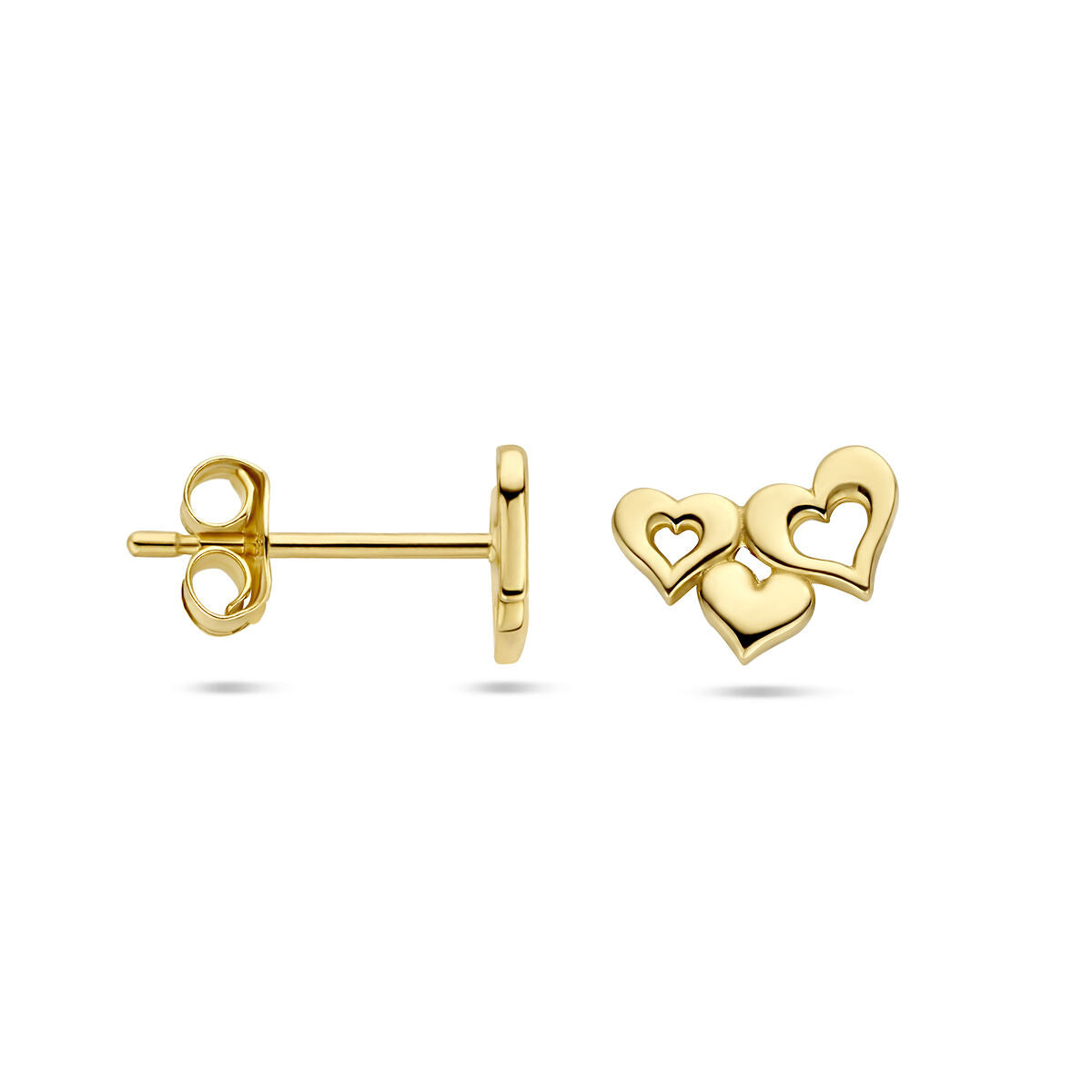 oorknoppen hartjes 14K geelgoud