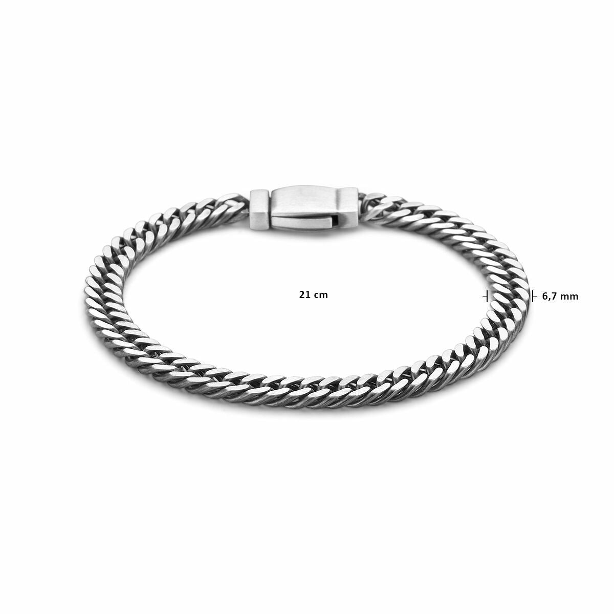 Silver bracelet men's gourmette 6.7 mm oxidized