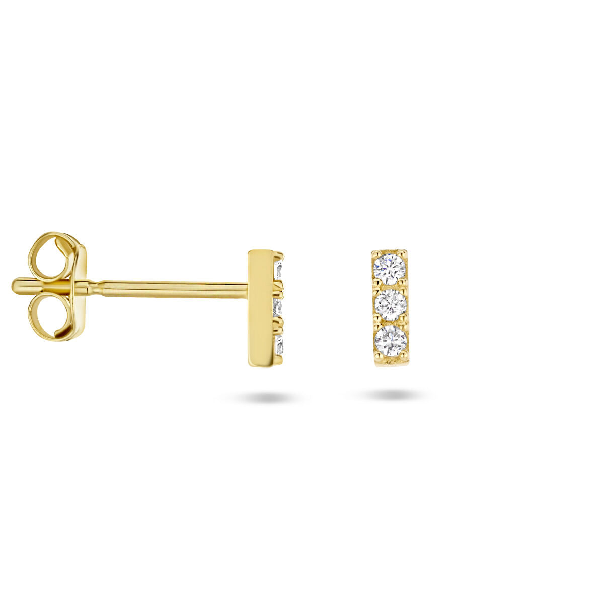 ear studs zirconia 14K yellow gold