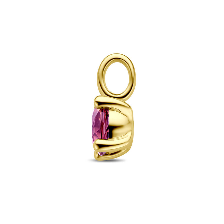 pendant pink rhodolite 14K yellow gold