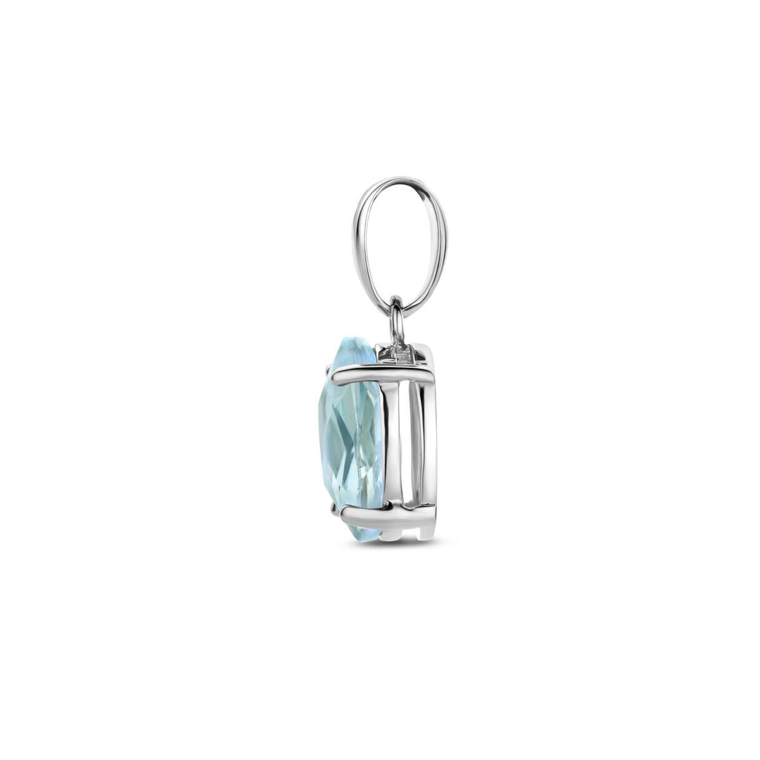 pendant blue topaz silver rhodium plated