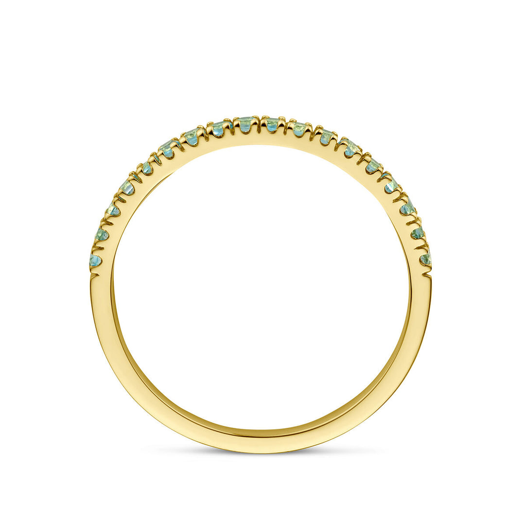 ring with birthstone blue topaz December 14K yellow gold