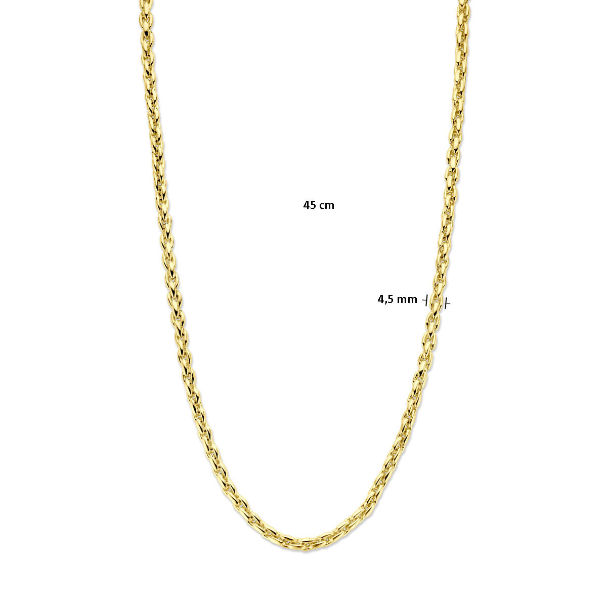 collier fantasie schakel 4,5 mm 45 cm 14K geelgoud