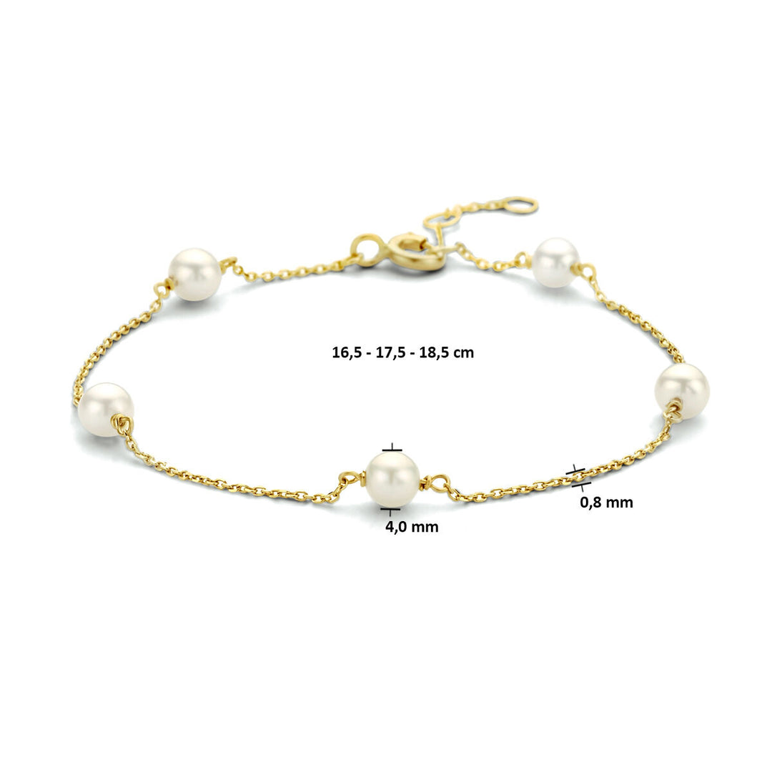 Gold bracelet ladies pearl 14K