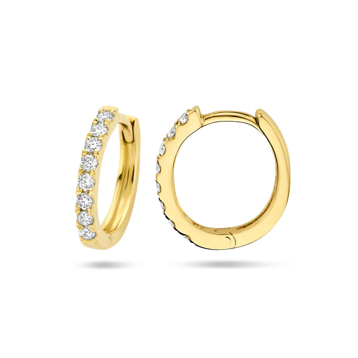 klapoorringen diamant 0.15ct (2x0.075ct) g si 14K geelgoud