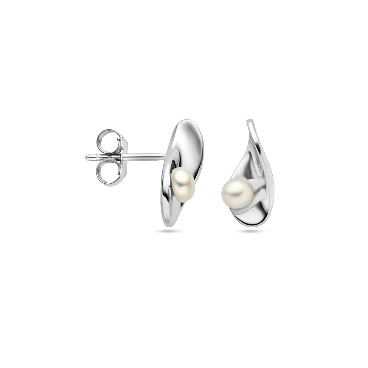 oorknoppen parel zilver gerhodineerd