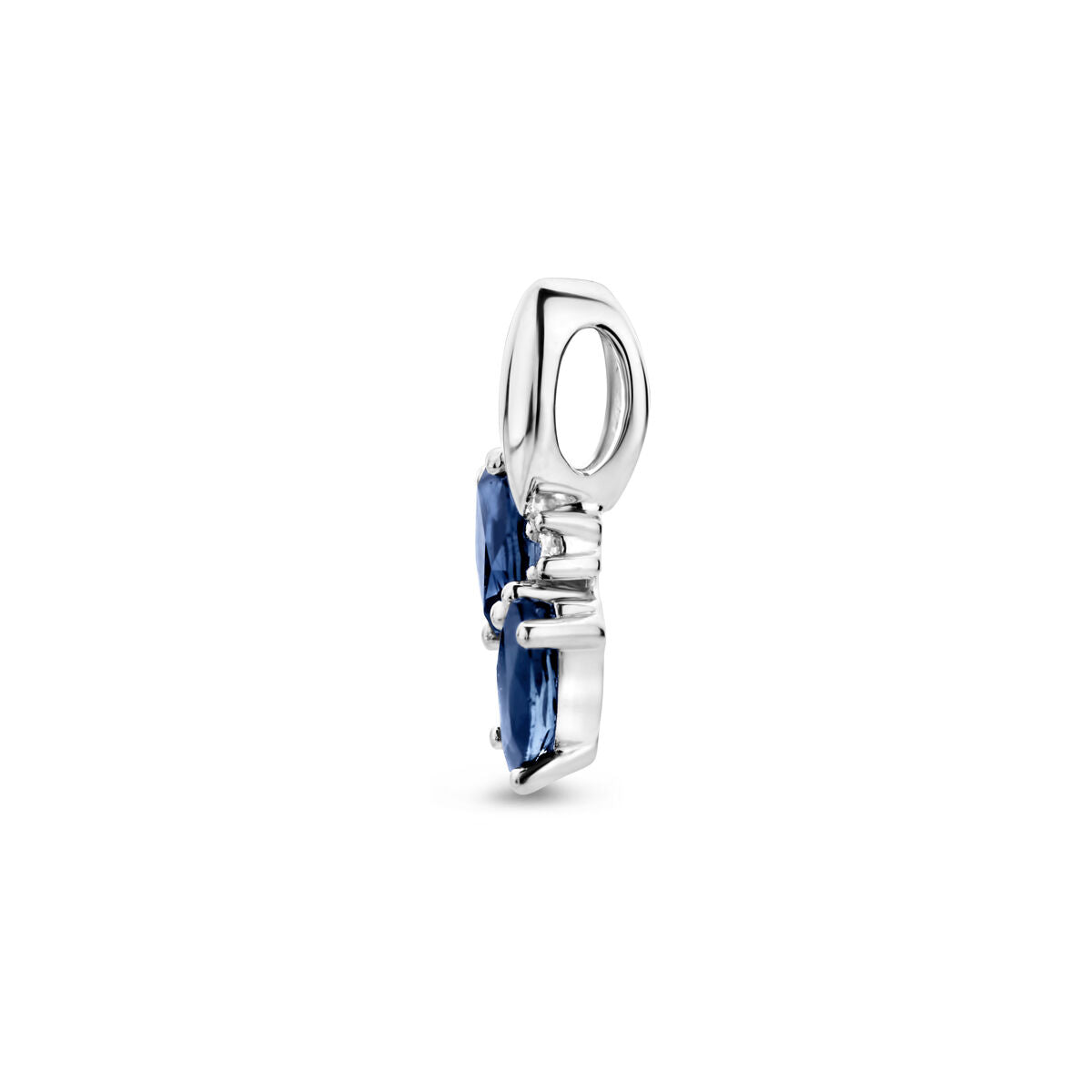 hanger saffier en diamant 0.02ct h p1 14K witgoud