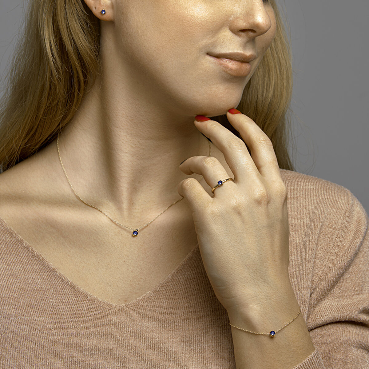 sapphire ear studs 14K yellow gold