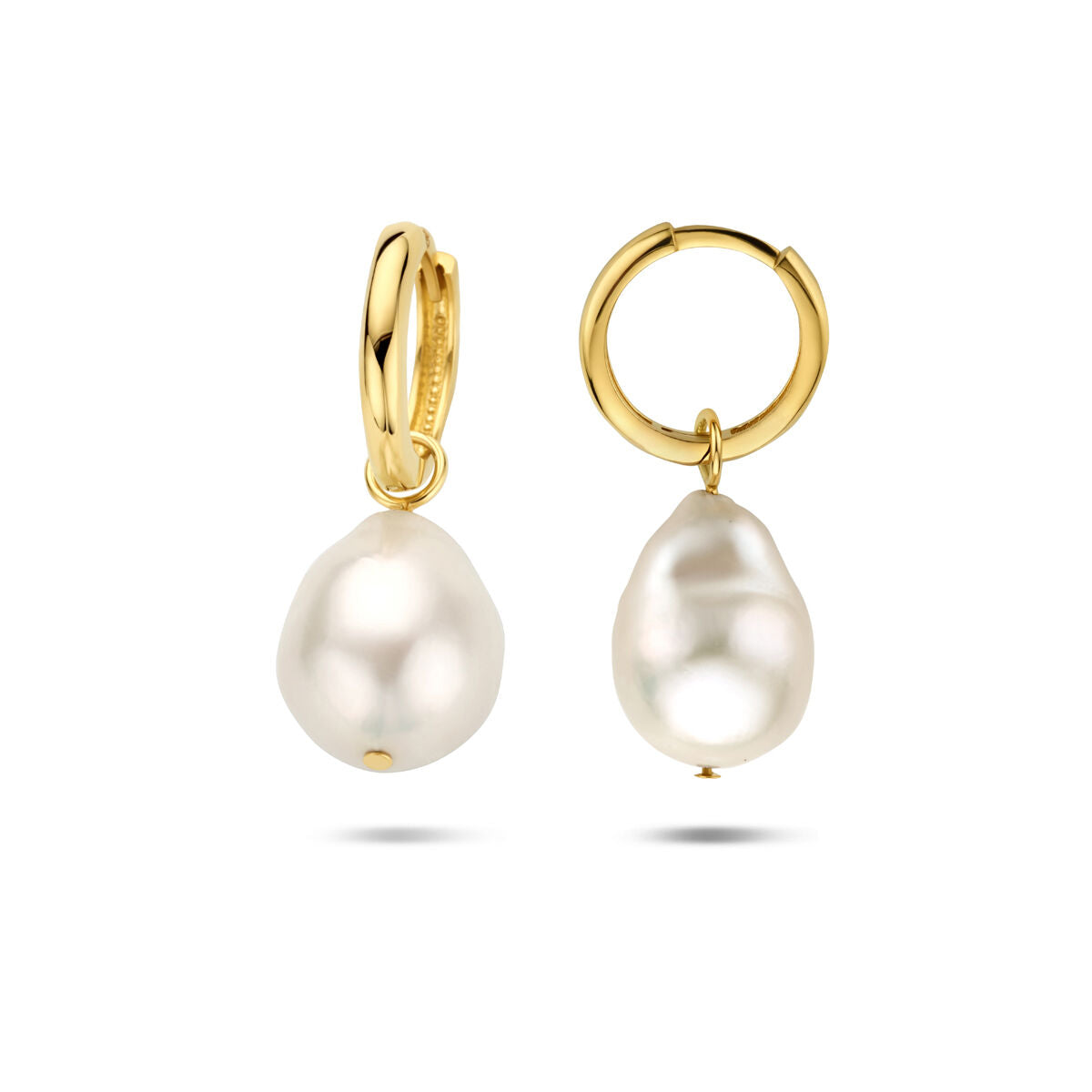 klapoorringen barok parel 14K geelgoud