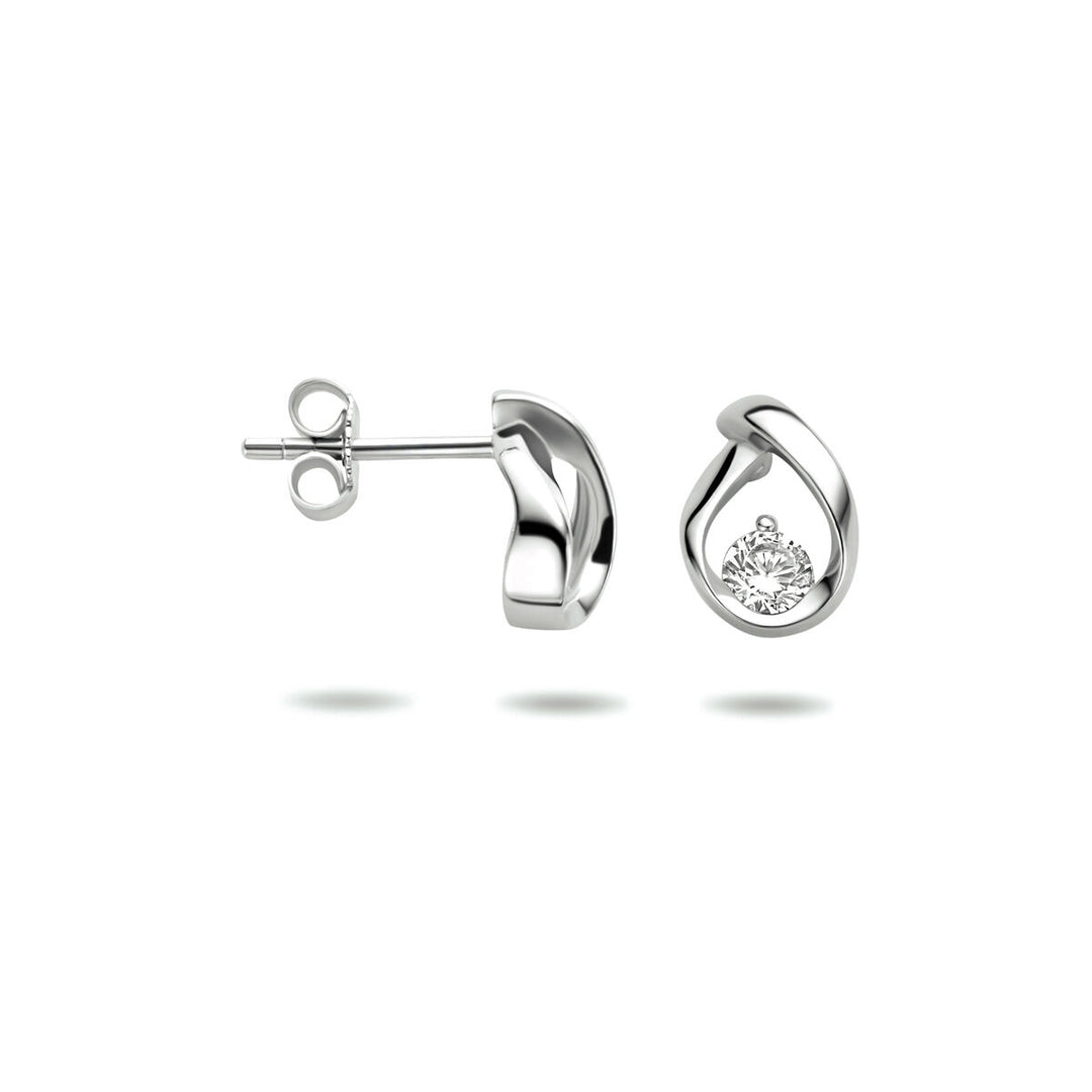 ear studs zirconia silver rhodium plated