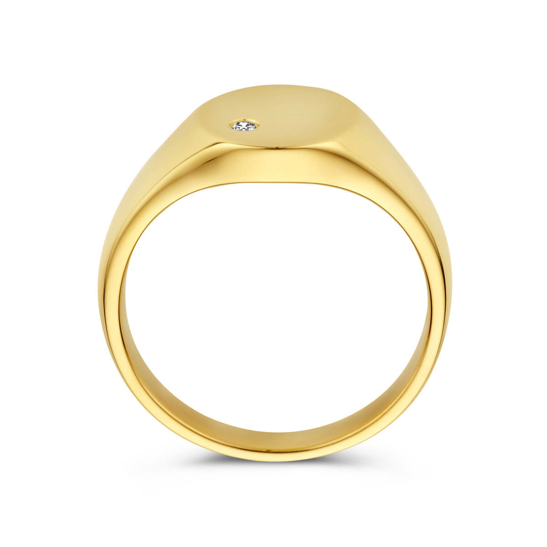 Gravurring runder Diamant 0,02 ct h SI 14K Gelbgold