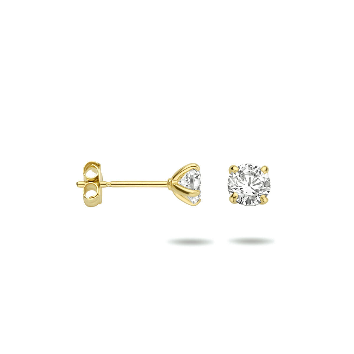 ear studs zirconia 14K yellow gold