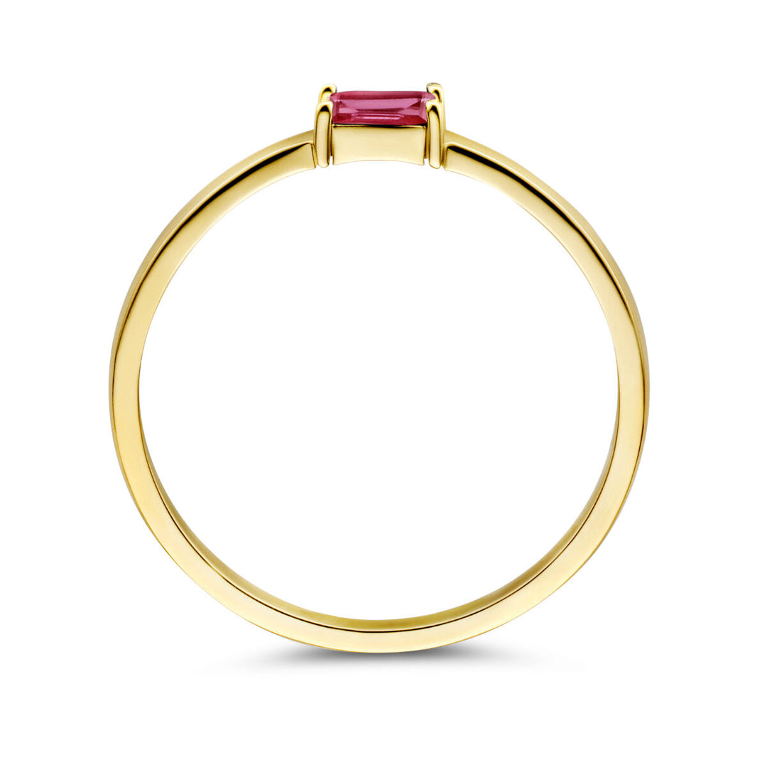 ring with birthstone ruby ​​July 14K yellow gold