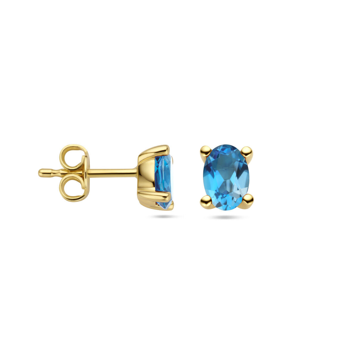 ear studs london blue topaz 14K yellow gold