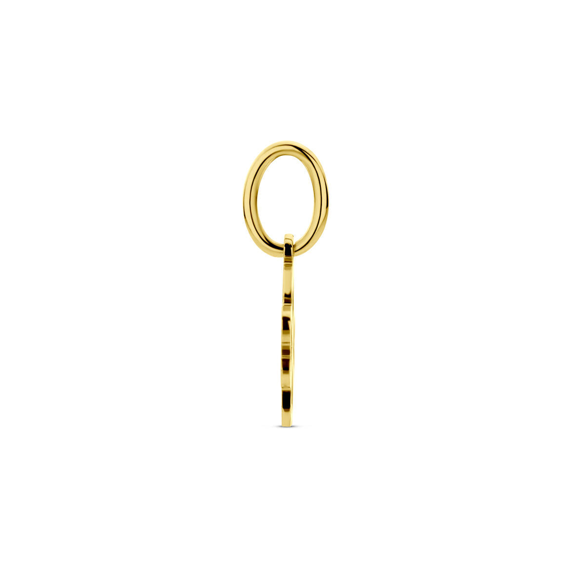 Een hanger klaver 14K geelgoud van Van der Kooij Collectie, met een gouden hanger in de vorm van een klaver en één lus, vervaardigd uit 14K geelgoud, afgebeeld op een witte achtergrond.