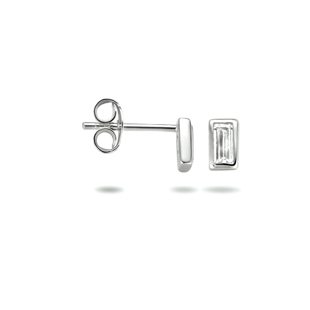 ear studs zirconia silver rhodium plated