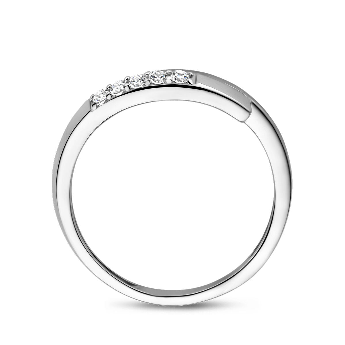 ring zirconia scratched silver rhodium plated