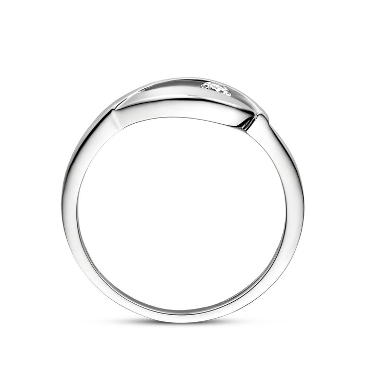 ring drop zirconia poly/matte silver rhodium plated