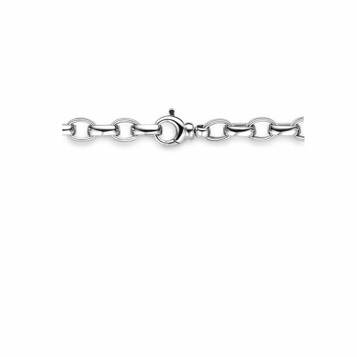 necklace jasseron oval zirconia 7.5 mm 45 cm silver rhodium plated