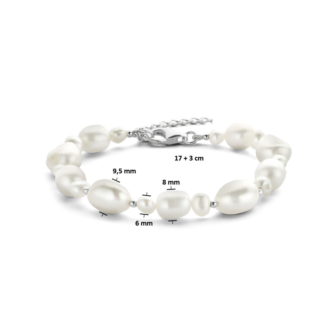 Silver bracelet ladies pearls rhodium plated