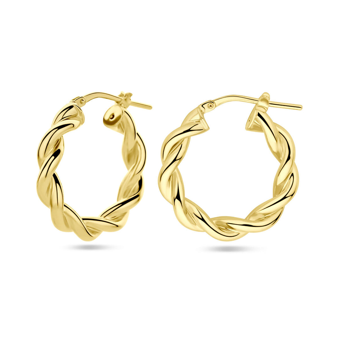 earrings twisted tube 1 micron silver gold plated (yellow)