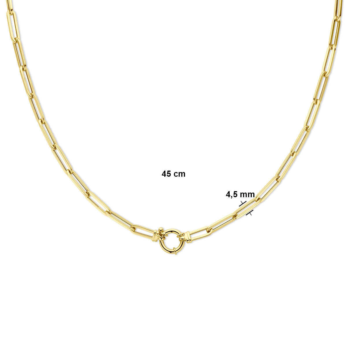 Gold ladies chain paper clip square tube with large spring clasp 14K