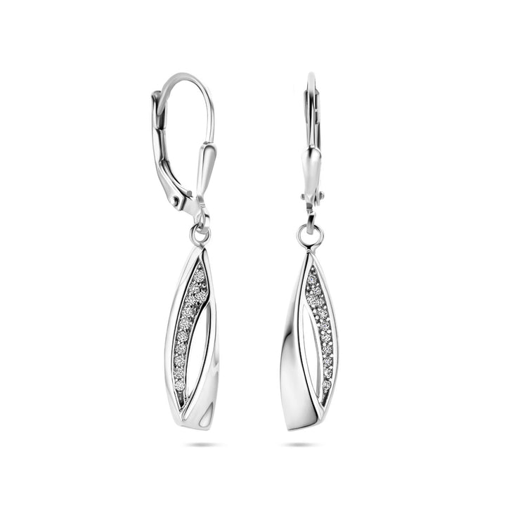 earrings zirconia brisur hook silver rhodium plated