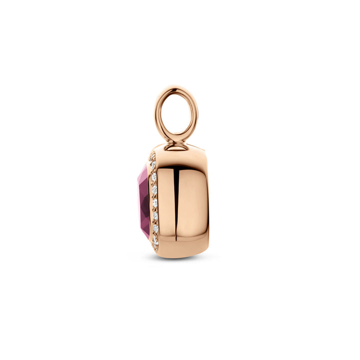 pendant pink rhodolite and diamond 0.14ct h si halo 14K rose gold