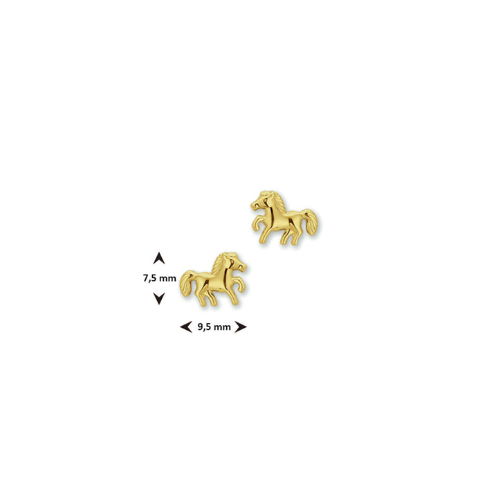 ear studs horse 14K yellow gold