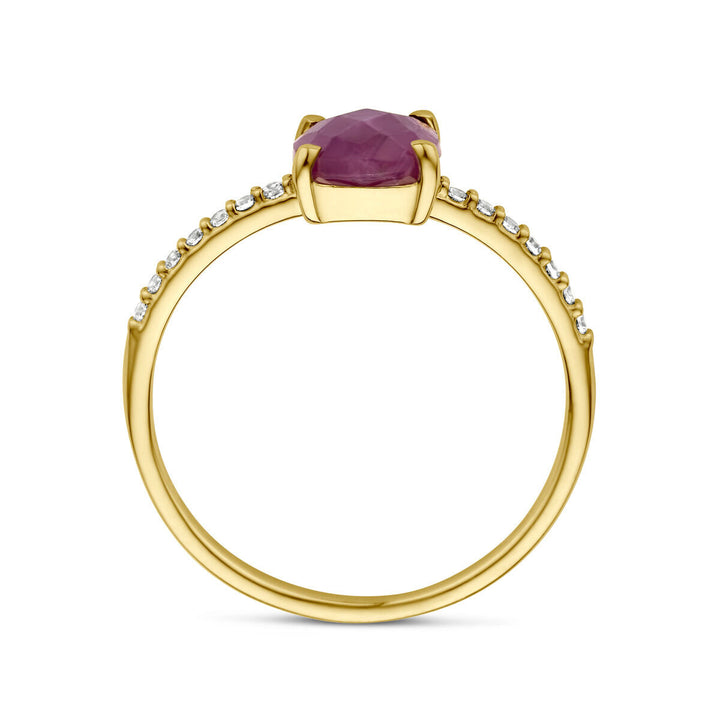 ring ruby ​​and zirconia 14K yellow gold