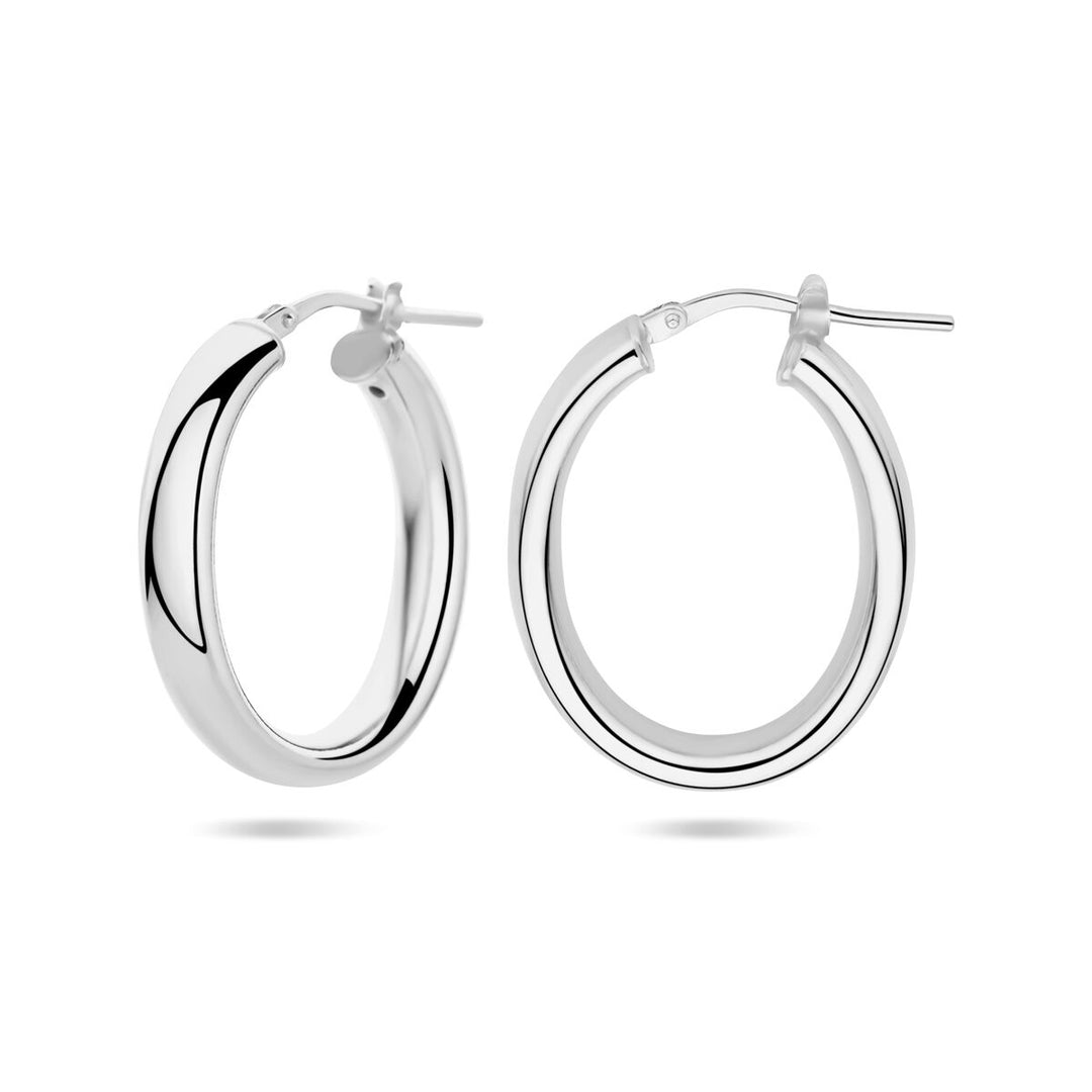 earrings half round tube silver rhodium plated