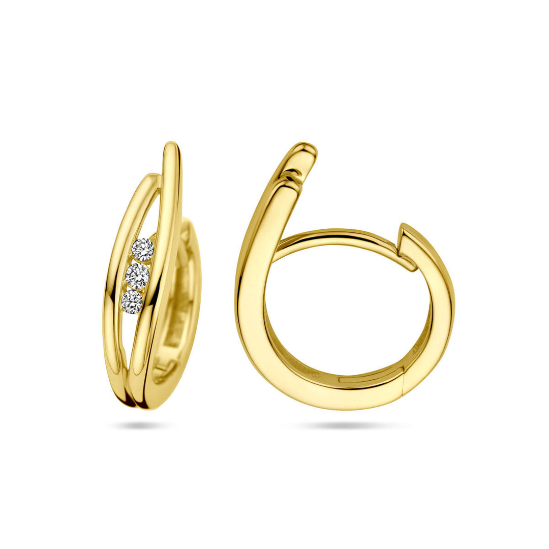 drop earrings diamond 0.10ct (2x 0.05ct) h si 14K yellow gold