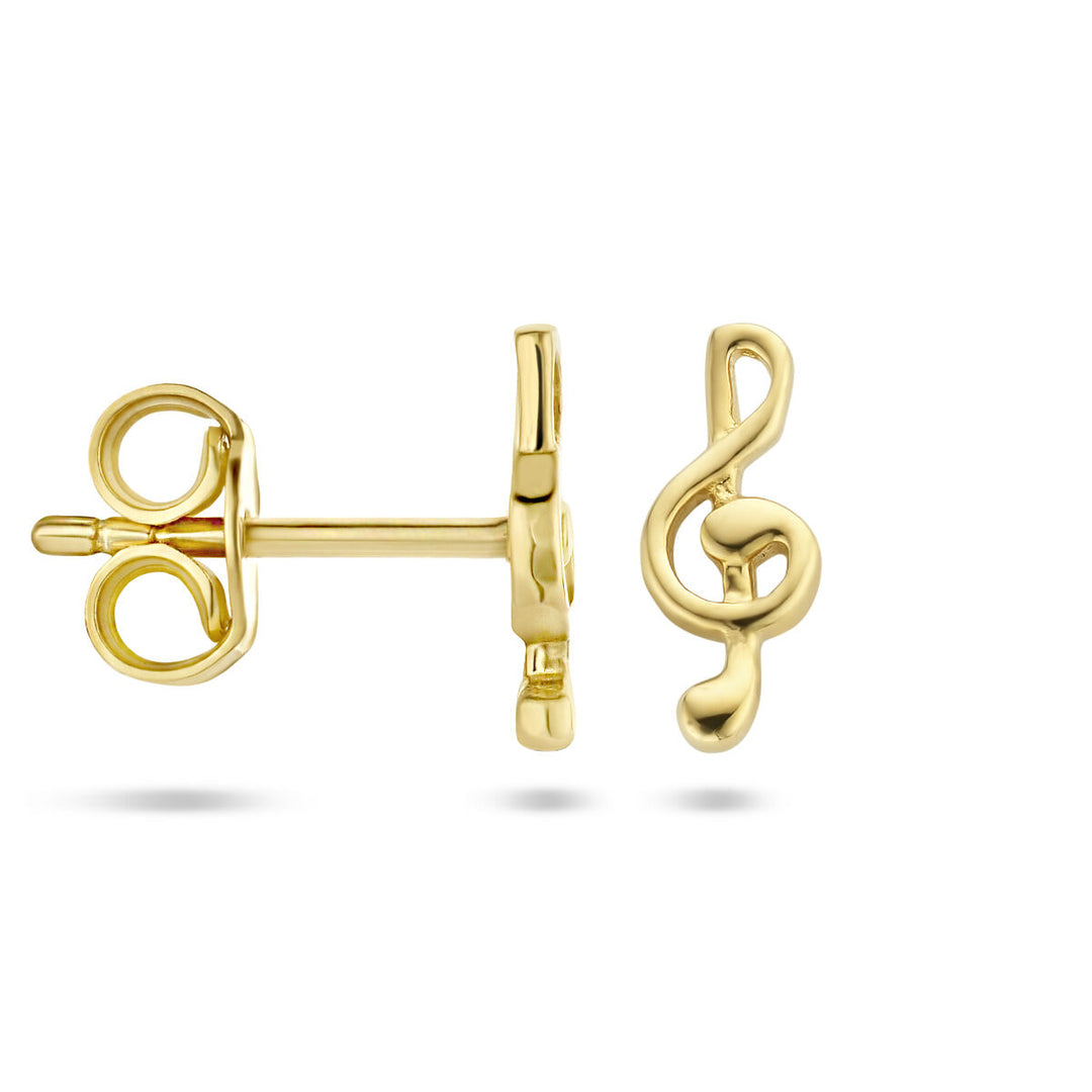 musical note ear studs 14K yellow gold