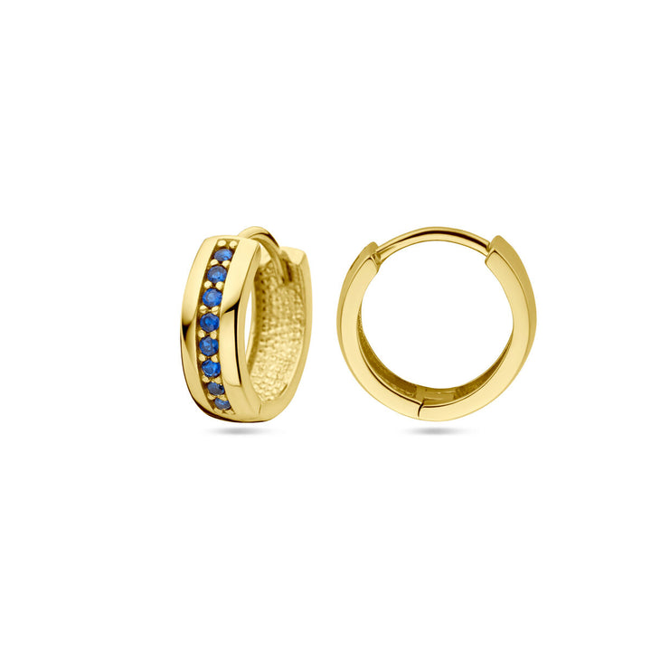 drop earrings blue zirconia 14K yellow gold