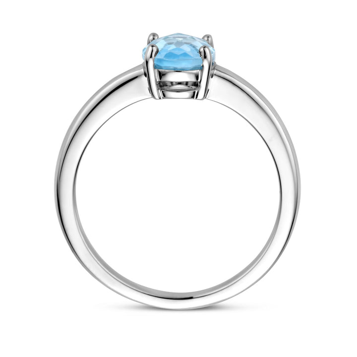 ring blue topaz silver rhodium plated