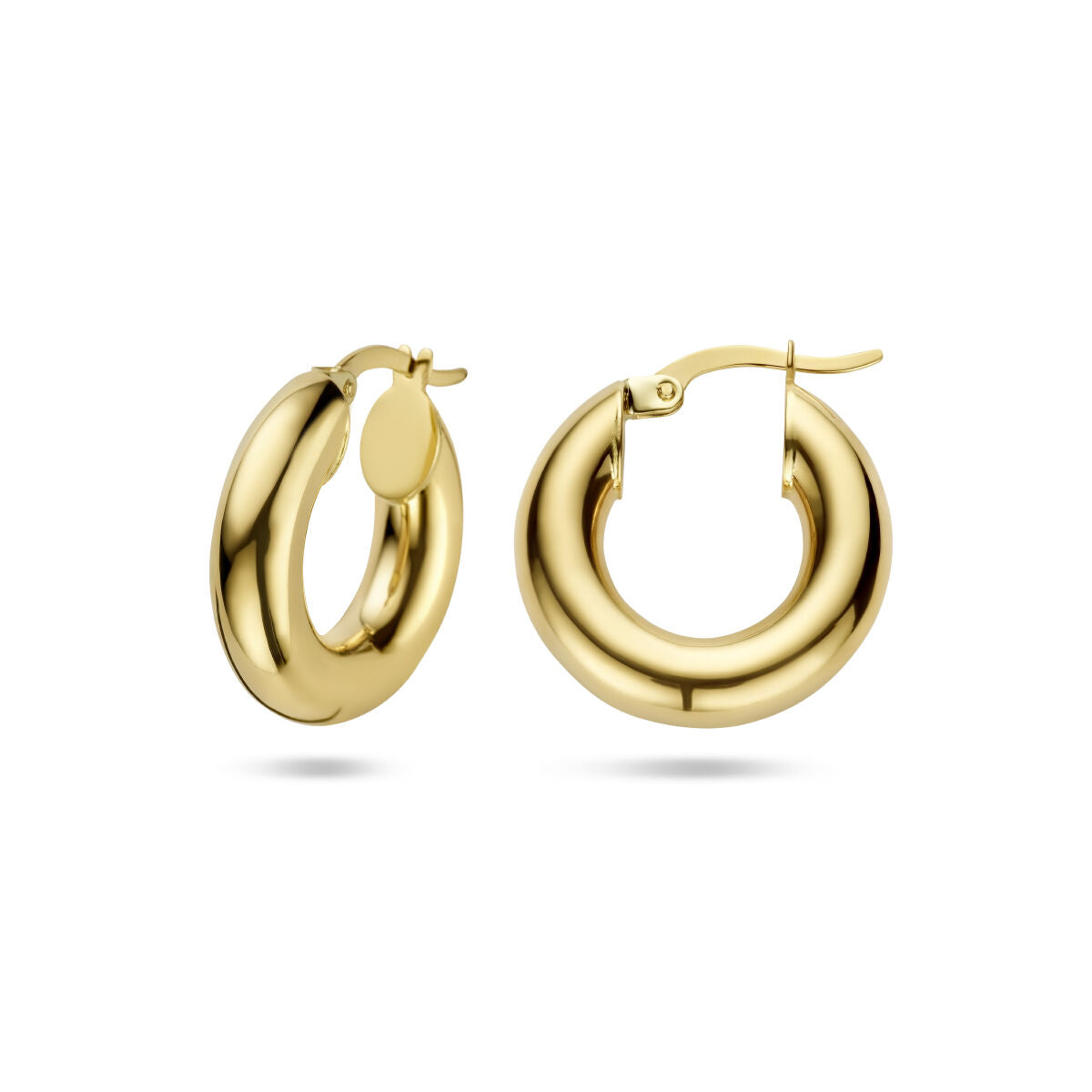 oorringen 5,0 mm ronde buis 14K geelgoud